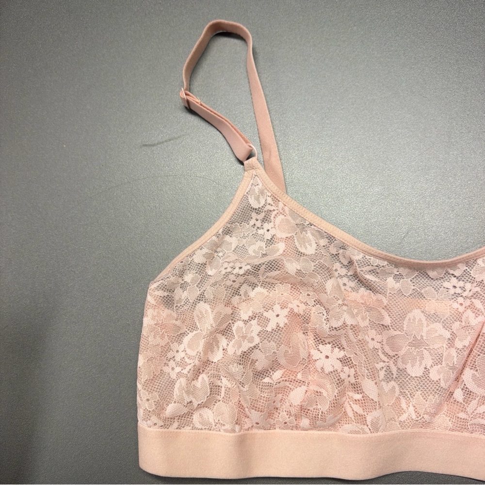 Auden 2 Pack Women's Size Large Lightly Lined Scoop Neck Lace Bralette Pink NWT - Picture 3 of 8